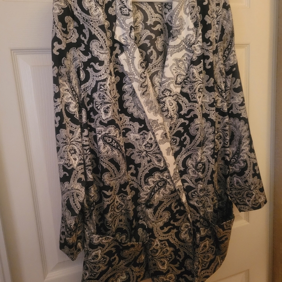 80's 90's Retro Paisley Blazer Black & White - Picture 8 of 9